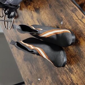 Chic Black and Brown Heeled Boots